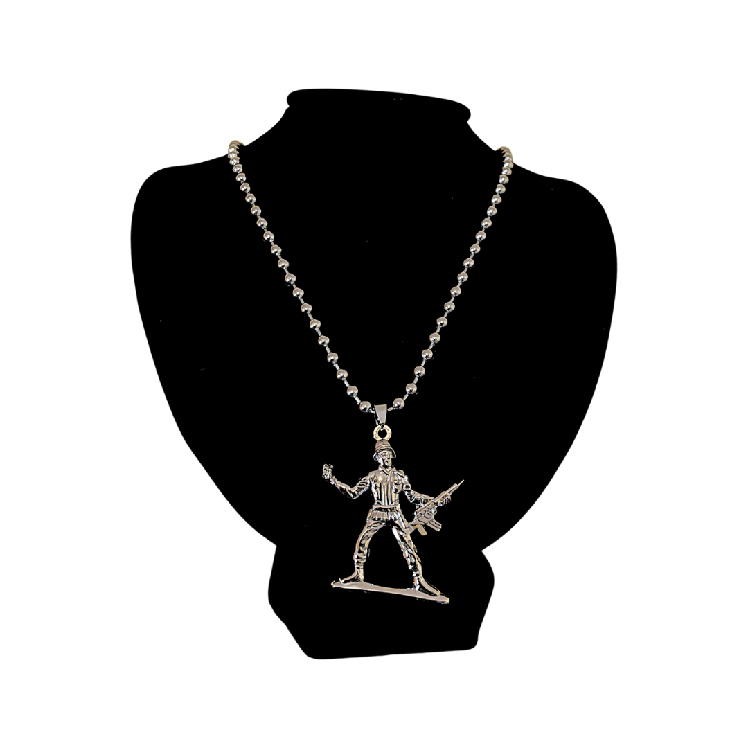 Toy Soldiers Necklace - Silver Grenade