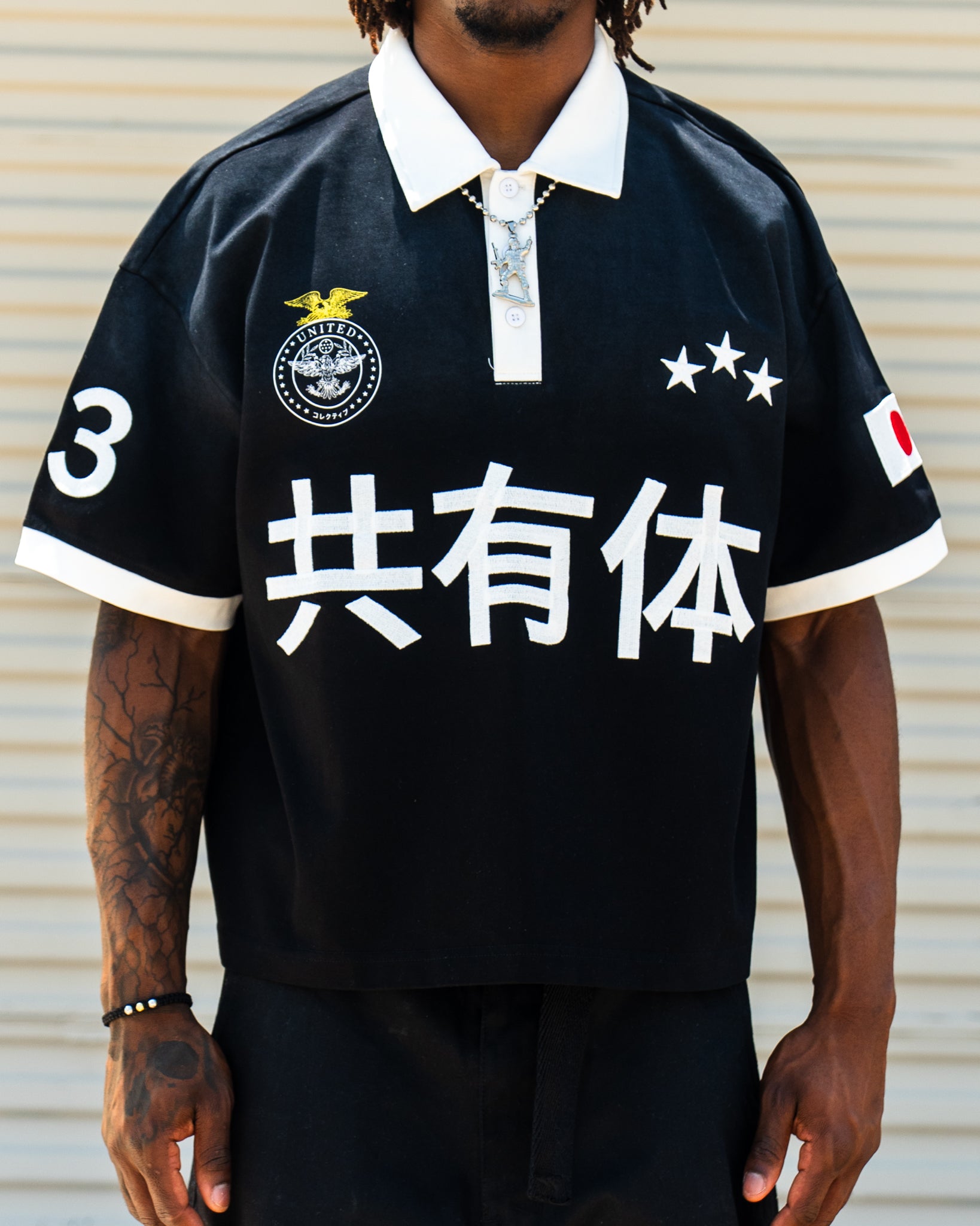 Black Collective Embroidery Japanse Polo