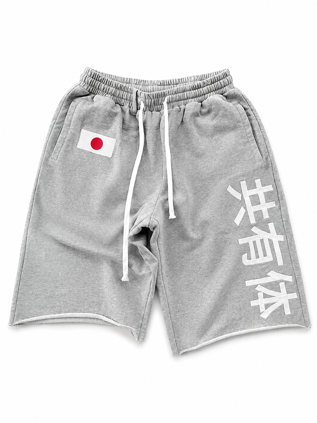 Grey Hello Japan Collective Embroidery 3/4 Shorts